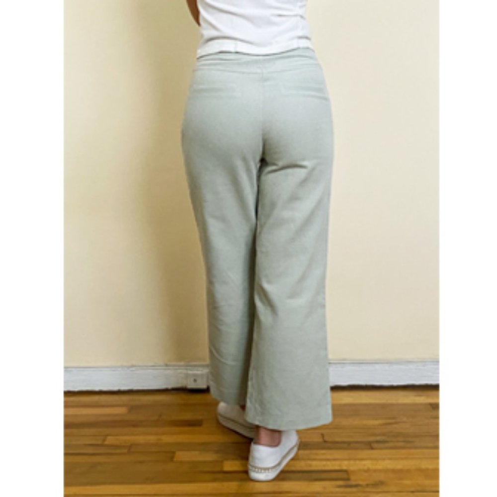NEW WOMEN VELVET CROPPED WIDE GREEN PANTS JEANS M - Picture 3 of 7